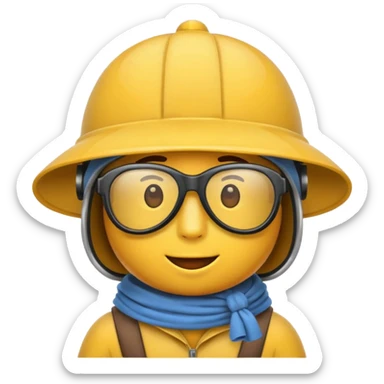 Erstelle mir einen Fallschirmspringer im emoji style mit Helm und Brille auf dem kopf und einem Tuch vor dem mund sticker