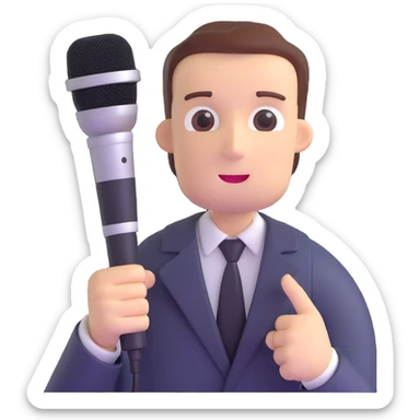 Vavinews Man, professional news reporter with microphone sticker