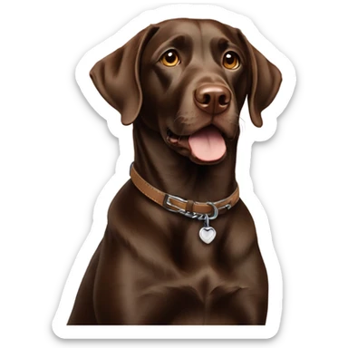 realistic dog portrait with collar as a puppy  chocolate lab  sticker