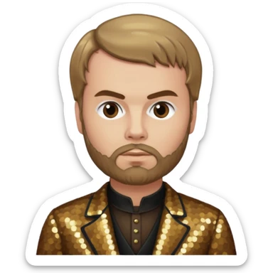 Paul Verlaine with dark blonde hair, bronze sequin outfit  sticker