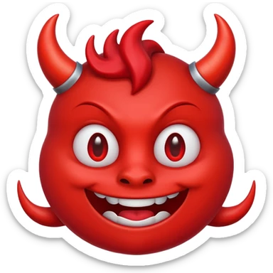 freaky 69 emoji, number 69 with devil horns and a sly smile, bright and bold, playful and naughty sticker