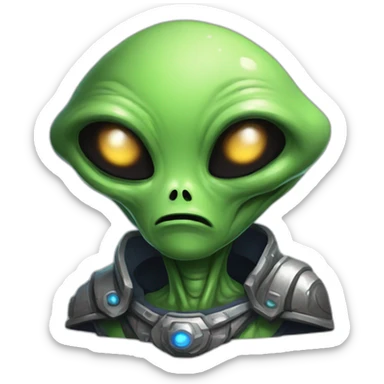 alien with a crying face futuristic roguelike rpg style inspired by hearthstone sticker