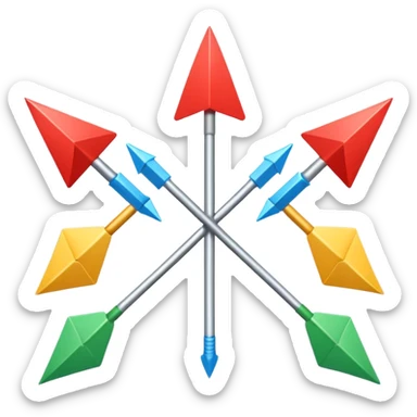 A flag with a green background, 3 arrows in the centre crossing eachother, and 12 stars arching over them. sticker