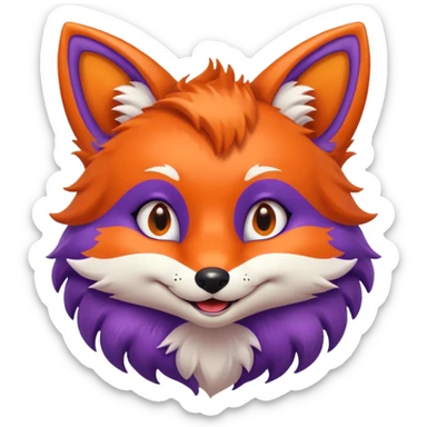 Purple colored retro fox sticker