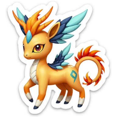 loopy honey-dipped buzzing bumbling fuzzy cute fiery ivy-hydro-Meloetta-Dialga-Salamence-Giratina-Rapidash-Pokémon-Fakémon-fusion-hybrid-creature sticker