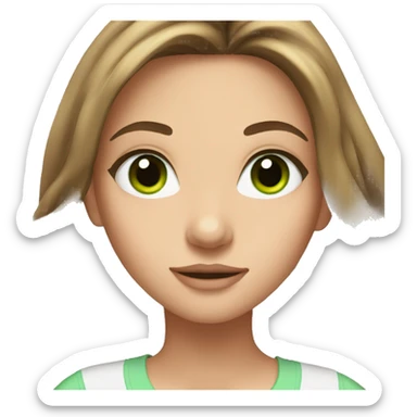 Girl with long brown hair and green eyes and long lashes sticker