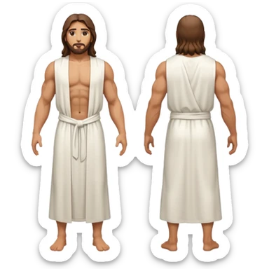 fullbody jesus christ jacked, sleeveless white robe front and backview sticker