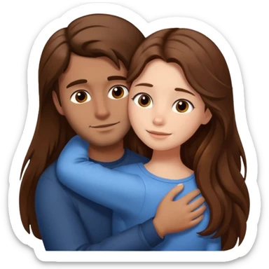 Girl with long brown hair hugging her brown hair boyfriend  sticker