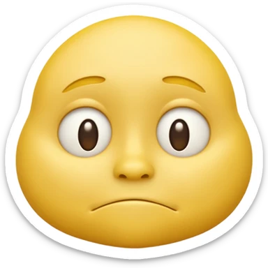 iOS-style 3D classic round yellow emoji face, half-closed droopy eyes, small uneven mouth, and slight head tilt, expressing sleepy and just-woke-up grogginess sticker