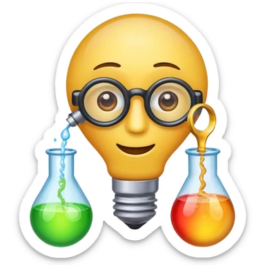 emoji representing 'experimentar' with visual elements of testing, discovery, exploration sticker