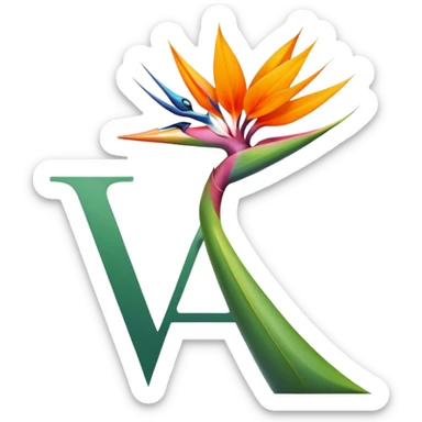 the flower the bird of paradise logo with the letter A sticker