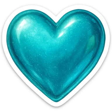 heart with a shimmering aquamarine finish sticker
