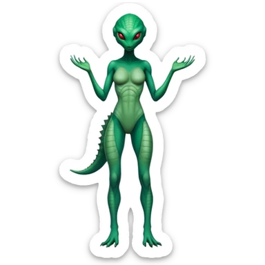 a reptilian alien woman full body sticker