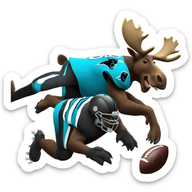 Moose playing football for the carolina panthers  sticker