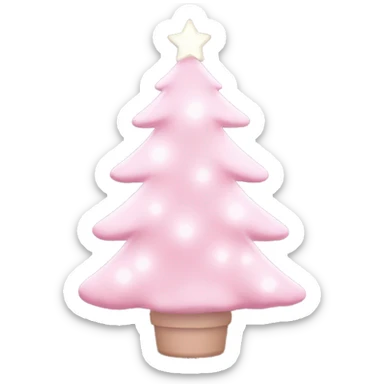 Pastel Pink Christmas tree with pink lights and white ornaments  sticker