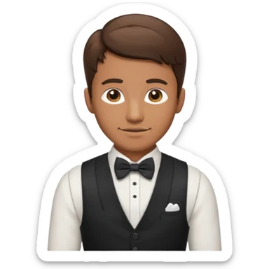 a bartender man with bow tie and vest, having brown hair















 sticker