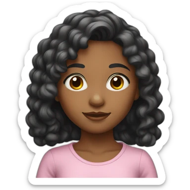 medium skin-young girl-with Hair curled  black sticker