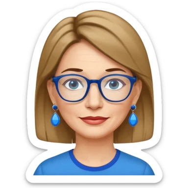 signora 50 anni con occhiali e orecchini azzurri sticker