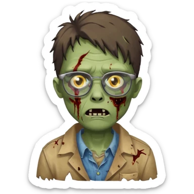 Zombie with glasses sticker