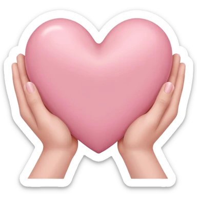 light pink heart in white hands sticker