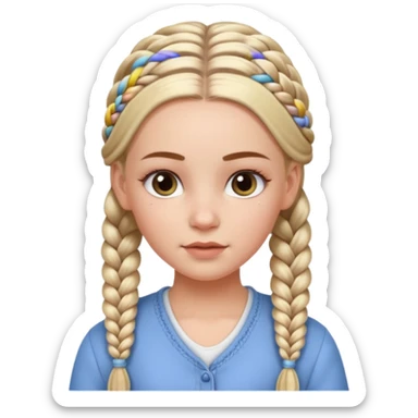 white girl with long braids hairstyle with baby hair, detailed braids, soft edges, realistic baby hair styling on forehead, clean look, keep same face, same clothes, same background sticker