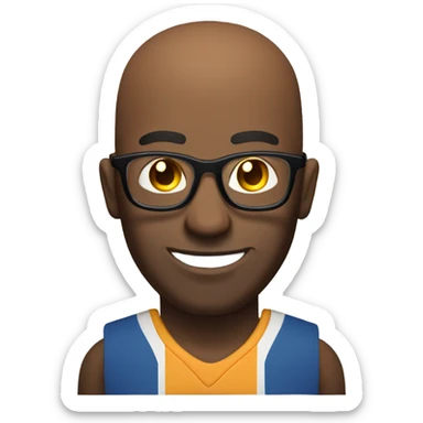 Bald brown skin guy with glasses and 5 o clock shadow playing volleyball  sticker
