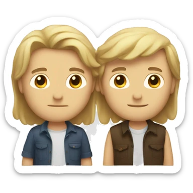 Two men hugging each one Are a tall brown hair men and the second one is a short blond men sticker