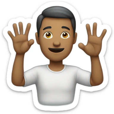 man gesturing no sticker