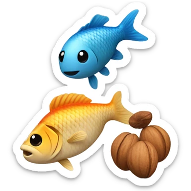 create emoji combining a nut and a fish sticker