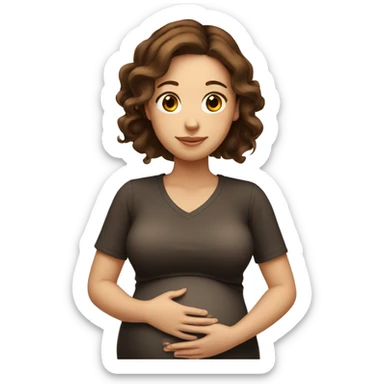 Pregnant girl with brown hair sticker