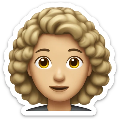Mujer piel blanca, pelo rizo largo y estudiante  sticker
