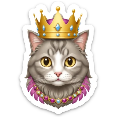Very fluffy grey tabby maincoon cat dressed like the queen of England sticker