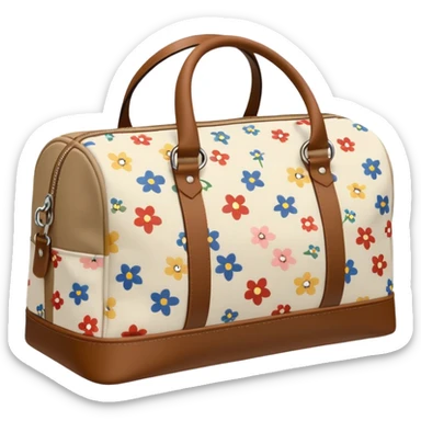 A sports bag with a pale light beige print in a small flower sticker
