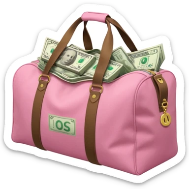  a pink duffle bag filled to the brim with cash sticker