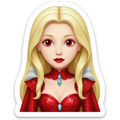 Bride of Dracula with long blonde hair, red sequin outfit sticker
