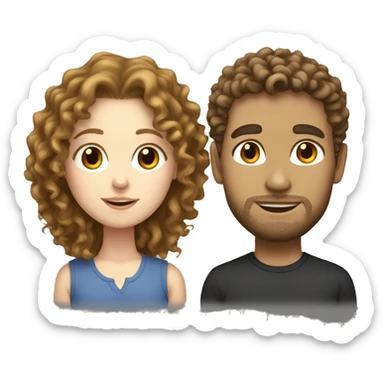 white boyfriend with curly hair and brunette white girl sticker