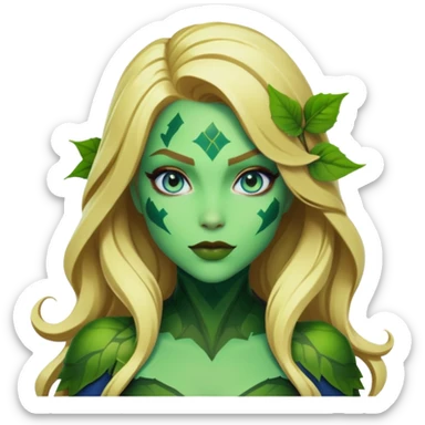 poison ivy fortnite skin with blue eyes. With green lips and blonde hair sticker