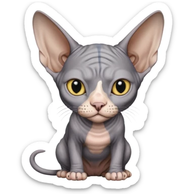 dark grey Canadian Sphynx cat with white spots sticker