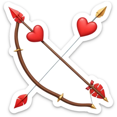 red bow and arrow with hearts sticker