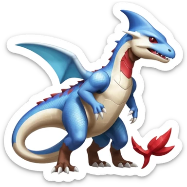 Shiny Koraidon-Latios-Marowak-Gabite-Fakémon-hybrid-creature (full body)  sticker