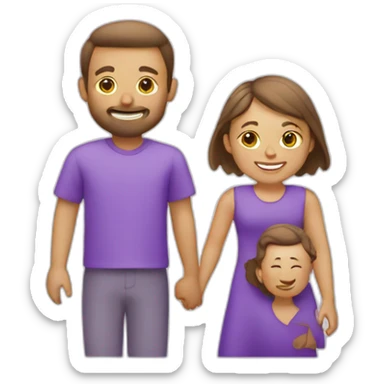 a white family with a kid, vacation purple icon sticker