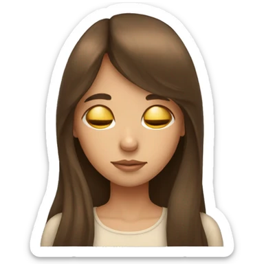 girl with long brown hair with bangs sleep sticker