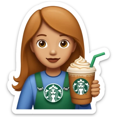 a plain emoji holding a gingerbread chai drink from Starbucks sticker