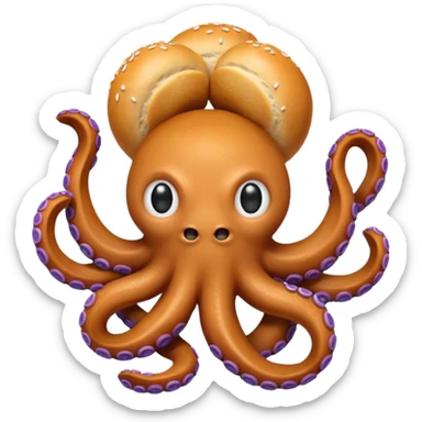 octopus holding bagel sticker