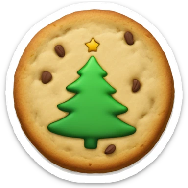 Just One simple Round plain cookie with a green Christmas tree in the center top very basic sticker