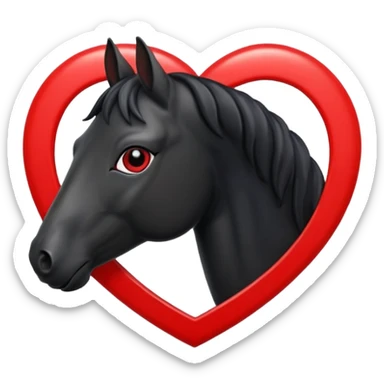 Black Horse centered within a red heart emoji sticker