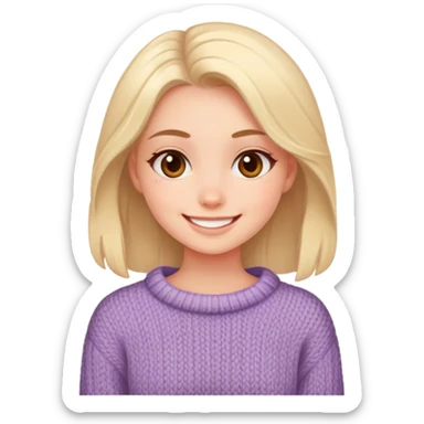 smiling girl in cozy sweater sticker
