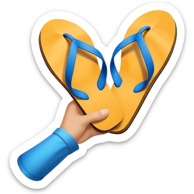 Hand holding a flip flop sticker