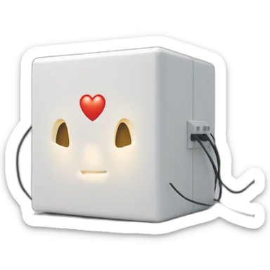 white box connected with cables indicated by blinking LED lights. THe box has a heartbeat label on it sticker