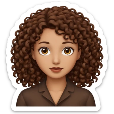 Sou morena, meu cabelo cacheado castanho médio escuro e meus olhos é castanho escuro sticker